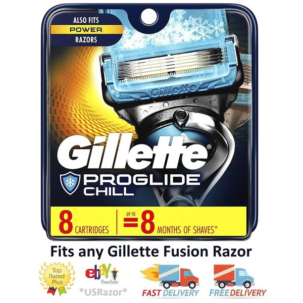 8 Gillette Fusion Proshield Chill Razor Blades Refills Cartridges fit Power 4