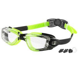 Kids Swim Goggles - Swimming Goggles for Kids Girls Boys and Child Age 4-16 Anti Fog UV Protection (Green Black)