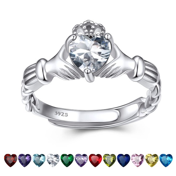 Bestyle Silver Ring Heart Cut Cubic Zirconia Rings for Women