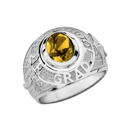 Claddagh Gold Sterling Silver November CZ Birthstone High School Class of 2018 Graduation Ring (Size 6)