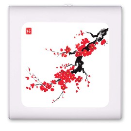 Plug in Dimmable LED Night Light with Dusk to Dawn Auto Sensor, Adjustable Brightness, Warm Light, Auto On-Off Nightlight for Bathroom, Hallway, Nursery, Bedrooms - Red Blossoms