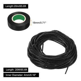 MECCANIXITY Spiral Cable Wrap 65.6ft/20M 4mm Cable Management Sleeve Cord Organizer Flexible PE for Computer Wire, Charging Cable Black with Tape