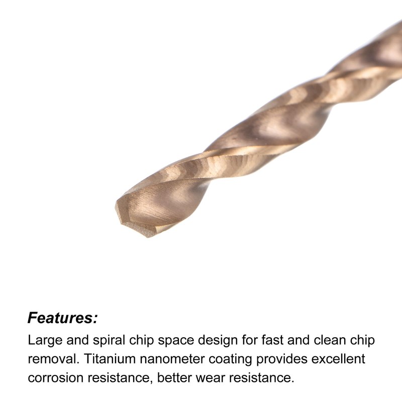 sourcing map Spiral Drill Bit 2.2 mm Titanium Coating Solid