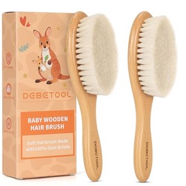 DEBETOOL 2-Pack Baby Hair Brush with Soft Bristles - Natural Wooden Baby Brush for Newborns & Infants Gentle Scalp, Perfect Baby Registry & Shower Gif