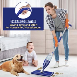Microfiber Spray Mop for Floors Cleaning: Wet Dry Hardwood Floor Mops with 3 Washable Reusable Pads for Swiffer Powermop - Flat Mop with Sprayer for Tile Wood Laminate Vinyl Marble