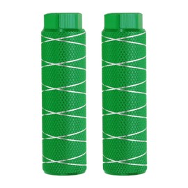 PATIKIL Bike Pegs Fit 3/8 Inch Axles, 2 Pack Aluminum Alloy Anti-Skid Lead Foot Bicycle Peg Back Seat Stands with Thin Line for BMX Mountain Dirt Bike Cycling Rear Stunt Pegs, Green