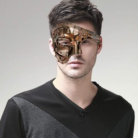 Coddsmz Masquerade Mask Steampunk Phantom of The Opera Mechanical Venetian Party Mask(Antique Gold)