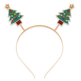PHALIN Christmas Headbands Holiday Headbands for Women Rhinestone Xmas Tree Christmas Festive Party Hair Accessory Gifts