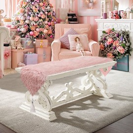 tiosggd Blush Pink Table Runner Triangular End, 72 inch Fluffy Pink Faux Fur Dresser Runners for Bedroom, Coffee Table, Furry Pastel Pink Decorations Valentines Day Wedding Coquette Room Decor