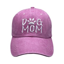 MANMESH HATT Dog Mom Ponytail Baseball Cap Messy Bun Vintage Washed Distressed Twill Plain Hat for Women (Pink, One Size)