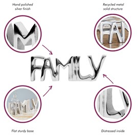 Paper High Recycled Metal 'FAMILY' Sign - 25cm x 8.5cm - Fair Trade & Handmade - Home Decor - House Decoration for Living Room - Ornaments for Living Room Modern