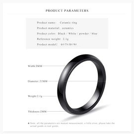 PAURO Women's Ceramic 3 mm/4 mm/6 mm/8 mm/11 mm Wide Wedding Ring Simple, Ceramic