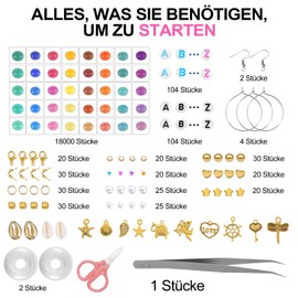 Amteker 18000 Beads for Threading 3 mm, Bracelets Make Yourself, 40 Colours, Jewellery Crafts, Girls Gifts for Girls, Beads for Bracelets for Earrings, Necklaces and Bracelets