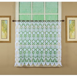 Today's Curtain Medallion Macramé Tier 36",White,35W x 36L