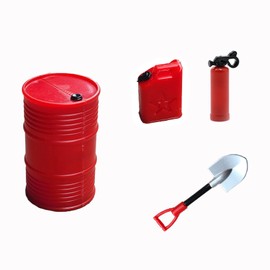 LAFEINA Simulation Oil Drum, Shovel,Fuel Tank,Fire Extinguisher Decorative Accessories for 1/18 TRX4M 1/24 SCX24 RC Crawler Car
