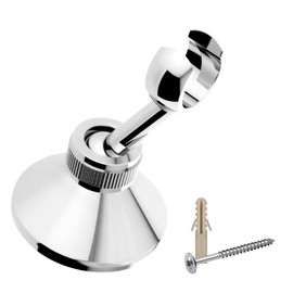 Shower Head Holder Bracket, Chrome Plated 360° Swivel Wall Mount for Handheld Shower, Fits Standard Show-er Hose, No Drill Installation, Rustproof Construction, Universal Showerhead Holder Replacement