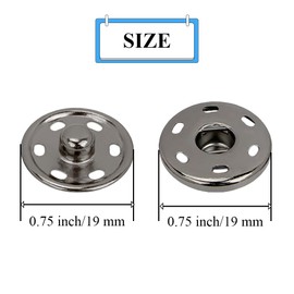 Sew on Snap Buttons Big Metal Snap Fastener Large Sewing Snaps Durable Sewing Press Studs Buttons Snaps for Fabric Clothing 0.75 inch(19 mm) 50 Sets Press Button for Sewing Gun Black Ckyleole