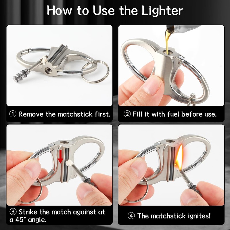 MOCCOOL Keychain Lighter, Permanent Metal Match Strike, Infinity Lighter Waterproof