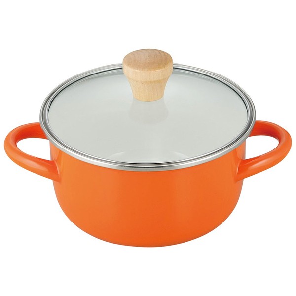 Wahei Freiz Dual-Handled Pot 6.3 inches (16 cm) Deeper Pot Compatible w/ Induction Cooktops for 1 to People Hollow Petit Pot Orange PR-8132