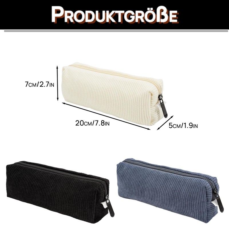 MAEXUS Corduroy Pencil Case for Boys & Girls, White, Pencil