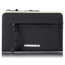 Umbro Men's and Women's Bifold Wallet with Round Zipper, Nylon, Ample Coin and Card Storage, Mini Wallet, black