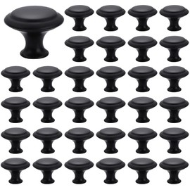 Betinyar 40 Pieces Kitchen Cabinet Knobs Round Cabinet Pulls Mushroom Handle Bathroom Cabinet Knobs Dresser Knobs with Screws Perfect Kitchen Cabinet Hardware (Black)
