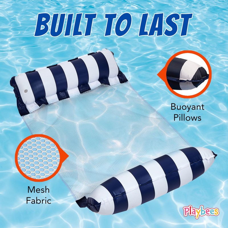 Hammock Pool Float Blue Multi-Purpose Inflatable Water Pool Floats Fun
