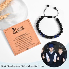 FIEEFX 5th Grade Graduation Gifts for Boys Fifth Grade Elementary School Graduation Gifts Graduation Beaded Bracelets Gifts with Graduation Card for Boys Him Son Grandson Nephew Friends