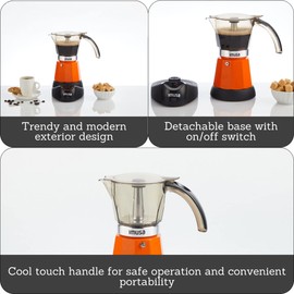 Imusa 6 or 3cup Electric Espresso Maker, Orange