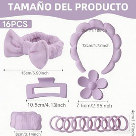 Set de 16 Piezas con Diademas Skincare, Diademas para Lavarse la Cara, Ajuste Suave para Spa, Ducha, Maquillaje y Mascarillas, Regalo Práctico y Lindo