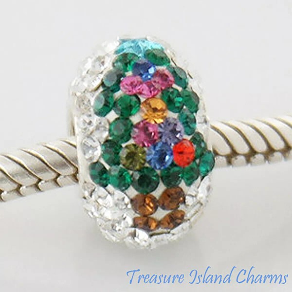 Unbranded Christmas Tree CZ Crystal 925 Sterling Silver European Bead