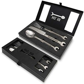 MikaMax No. 10 Wrench Cutlery Set, Wrench Set, Socket Spanner No. 10, Camping Tableware, Stainless Steel, 25.5 x 13 x 3.5 cm, Tool Set, Picnic Cutlery, Camping Gadgets