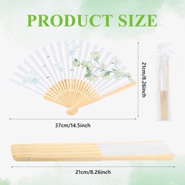 CHRORINE 24 Pack White Bamboo Folding Fans Handheld Paper Hand Fans for Women Foldable Girls Wedding DIY Decoration Party Favors