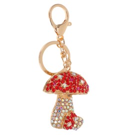 FRCOLOR Adorable Rhinestone Mushroom Keychain Sparkling Bag Charm for Backpacks Purses Car Keys Durable Pendant Stylish Accessory for Women Cute Backpack Decor