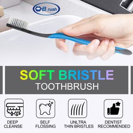 Extra Soft Flossing Toothbrush, Manual Floss Bristle Toothbrushes for Adults Sensitive Teeth and Receding Gums, Individually Wrapped Plaque Remover Toothbrush
