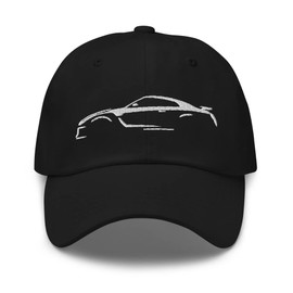 GTR R35 Outline Art Skyline GT-R JDM Embroidered Dad hat Black