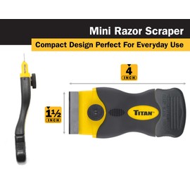 Titan 12031 4-Inch Mini Razor Scraper | Includes 1 Extra Heavy-Duty Razor Blade