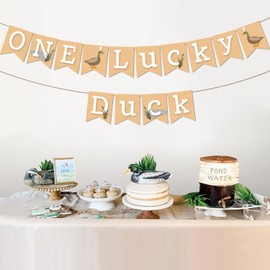 One Lucky Duck Banner One Lucky Duck Birthday Decoration Mallard Duck 1st Birthday Decoration for Boys First Birthday Decor Baby Shower Supplies