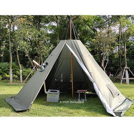 Durable 4-Season Camping Teepee Tent - 2 Doors for Easy Access - Lightweight & Waterproof with Breathable Fabric - Perfect for Hiking Trips - Fits 2 People Comfortably - Dimensions: 7.2ft Height, 6ft Floor