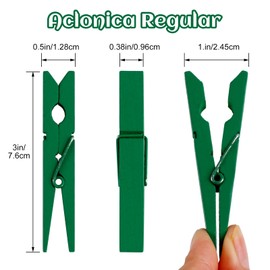 Phinus 72 Pcs Wooden Clothes Pins, 2.9 Inch Clothes Pins for Hanging Clothes, Pictures, Photos, Classroom, Crafts, Decoration, Clothespins Heavy Duty (Green)