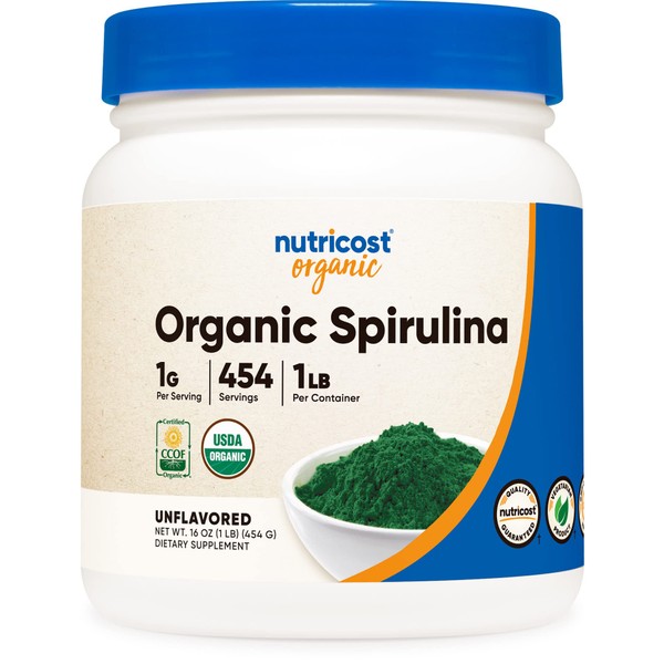 Nutricost Organic Spirulina Powder 454 Grams, 1LB - Pure, Certified Organic Spirulina