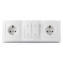 Furniture Socket 2-Way Switchable Kitchen or Office - Power Strip with Switch in White Made of High-Quality Plastic Ideal for Worktop, Table Socket or Undermount Socket with 2