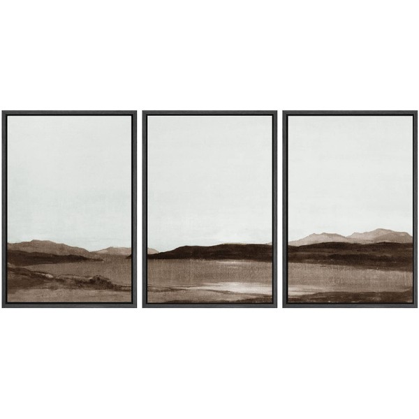 SIGNWIN Framed Canvas Print Wall Art Set Brown Minimal Desert