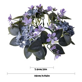 Purple Flower Candle Ring Artificial Leaves Wreaths Boho Pillar Candle Holder 9.84" for Wedding Table Centerpieces Spring Home Garland Farmhouse Party Decor