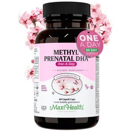 Maxi Health - Methyl Prenatal DHA Prenatal Vitamins Women - Doctor Formulated, Kosher, Gluten Free Prenatal Multivitamin with 25 Nutrients Including DHA, Folic Acid & More, 60 Liquid Caps