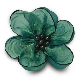 Expo International Lala Organza Flower Brooch and Hairclip Hair Accessory, Emerald