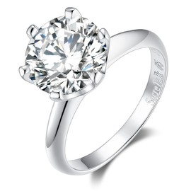 Moissanite Wedding Ring, Classic 3ct Engagement Ring for Women, 925 Sterling Silver D Color VVS Moissanite Ring with Certificate of Authenticity (3CT,#5.5)