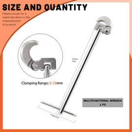 Tanstic 1Pc 10 Inch Basin Wrench, Adjustable Faucet Wrench Basin Spanner, 3/8-Inch to 1-Inch Capacity Jaw