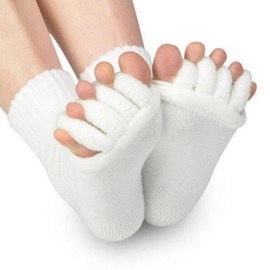 solunaterra Toes Spread Socks for Sleeping Therapy Socks Toes Spread Toes 5 Toe Socks (White), white