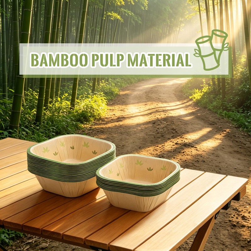 30 Pcs 16 oz Compostable Bowls, Square Bowls Disposable Heavy